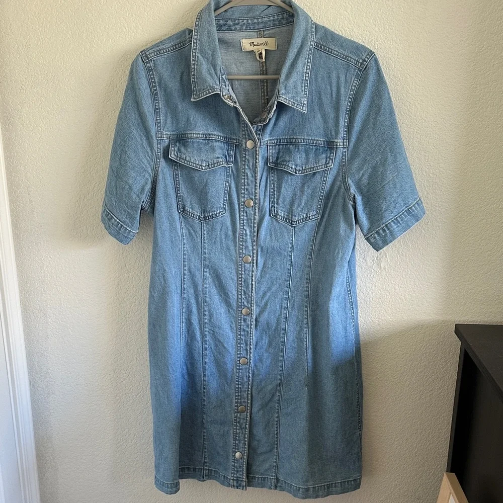 Madewell Light Blue Button Up Denim Dress - Picture 1 of 3
